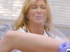 Unaware doctor gets squirted in her face