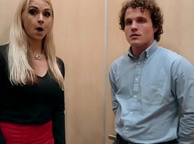 My boss' angry wife Sarah Vandella fucks me in the elevator