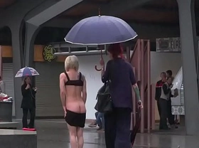 Blonde spinner humiliated in public