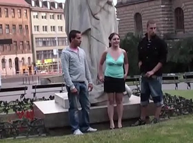 Group of teens public street sex by a famous statue part 1