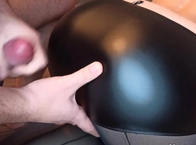 Girlfriend sucks dick and doggy fucking till cum on leather pants