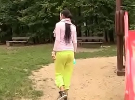 Bursting To Pee In A Public Park, Young Girl Faces An Embarrassing Situation