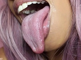 Longue long tongue lips mouth fetish lollipop sucking