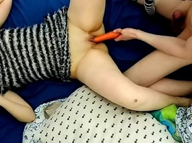 Teen enjoys warming her boyfriend with her carrot until he fucks her hard