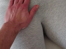 Touching her pussy in grey yogapants