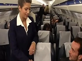 Charming brunette air-hostess alyson ray proposed passenger to poke her juicy ass after scheduled flight