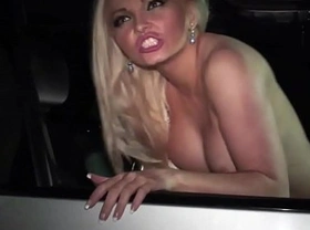 Hot blonde girl public sex gang bang orgy with random strangers thru car window